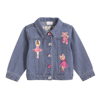 Mud Pie Girls Denim Dance Jacket with Ballet Patches-Girls Jackets/Coats-Simply Blessed Children's Boutique