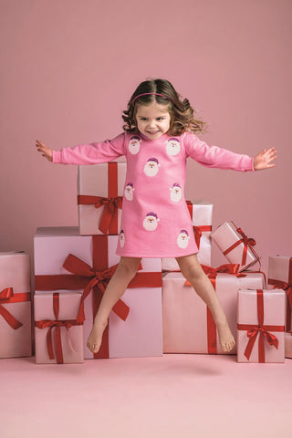 Mud Pie Sparkle Santa Sweatshirt Dress-Girls Dresses-Simply Blessed Children's Boutique