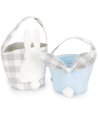 Mud Pie Blue Gingham Bunny Ear Easter Basket-Bags-Simply Blessed Children's Boutique