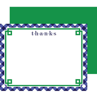 Navy Blue Gingham Fretwork Flat Notecards-Home/Gift-Simply Blessed Children's Boutique