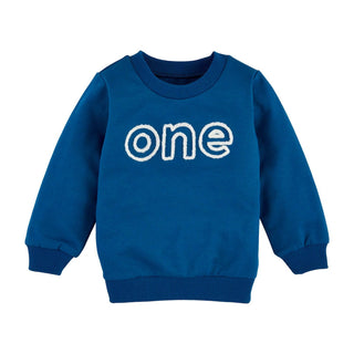 Navy "One" Birthday Sweatshirt - Mud Pie-Infants-Simply Blessed Children's Boutique