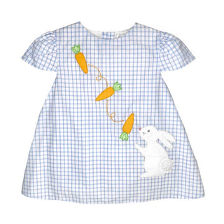 Petit Ami Baby Girl Easter Bunny Gingham Dress with Petal Sleeves-Girls Dresses-Simply Blessed Children's Boutique