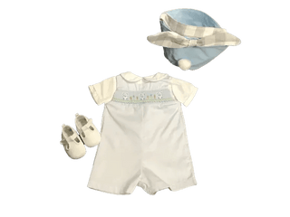 Petit Ami Boys Easter Smocked Shortall-Infants-Simply Blessed Children's Boutique
