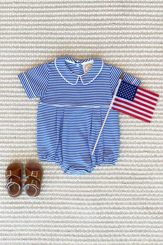 Pima Bradford Bubble – Rockefeller Royal Stripe/Worth Avenue White-Infants-Simply Blessed Children's Boutique