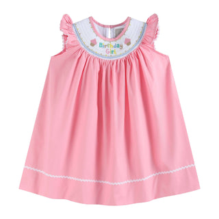 Pink Birthday Girl Smocked Bishop Dress-Girls Dresses-Simply Blessed Children's Boutique