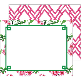 Pink Flowers Fretwork Flat Notecard-Home/Gift-Simply Blessed Children's Boutique