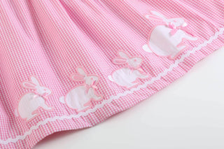 Pink Gingham Bunny Family Button Dress-Girls Dresses-Simply Blessed Children's Boutique