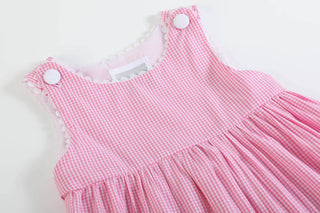 Pink Gingham Bunny Family Button Dress-Girls Dresses-Simply Blessed Children's Boutique