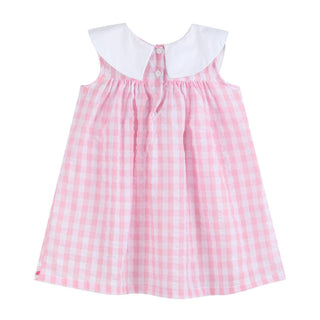 Pink Gingham Bunny Family Yoke Dress-Girls Dresses-Simply Blessed Children's Boutique
