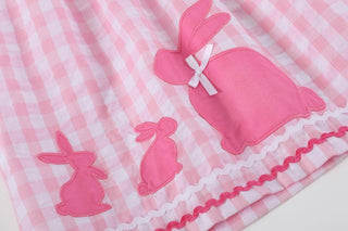 Pink Gingham Bunny Family Yoke Dress-Girls Dresses-Simply Blessed Children's Boutique