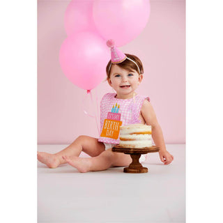 Pink Gingham Cake Smasher Hat and Bib Set-Baby Accessories-Simply Blessed Children's Boutique