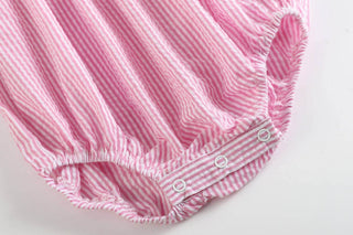 Pink Seersucker Bunnies Smocked Flutter Romper-Girls One-Piece-Simply Blessed Children's Boutique