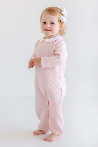 Poppy Dell Playsuit (Quilted) - Palm Beach Pink with Worth Avenue White-Infants-Simply Blessed Children's Boutique