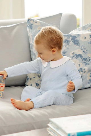Potter's Playsuit (Quilted) - Beale Street Blue with Worth Avenue White-Boys One-Piece-Simply Blessed Children's Boutique