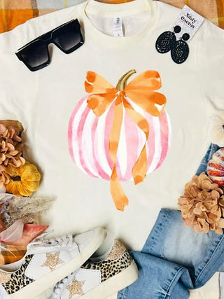 Preppy Pumpkin Short Sleeve Tee-Women's Graphic Tees-Simply Blessed Children's Boutique