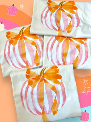 Preppy Pumpkin Short Sleeve Tee-Women's Graphic Tees-Simply Blessed Children's Boutique