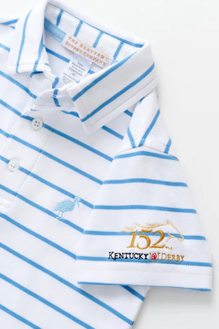 Prim and Proper Polo (Pima) – Worth Ave White and Sunrise Blvd Blue Stripe/Beale Street Blue by The Beaufort Bonnet Company-Misc.-Simply Blessed Children's Boutique