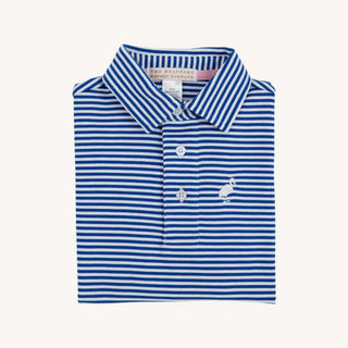Prim and Proper Polo – Rockefeller Royal Stripe/Worth Avenue White-Boys Short Sleeve Shirts-Simply Blessed Children's Boutique