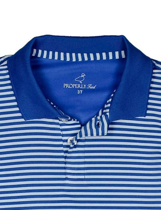 Properly Tied Boys Dallas Polo in Royal Blue Stripe-Boys Short Sleeve Shirts-Simply Blessed Children's Boutique