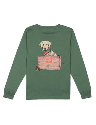 Properly Tied Boys Long Sleeve Little Shot Hunting Dog Shirt in Fern Green-Boys Long Sleeve Shirts-Simply Blessed Children's Boutique