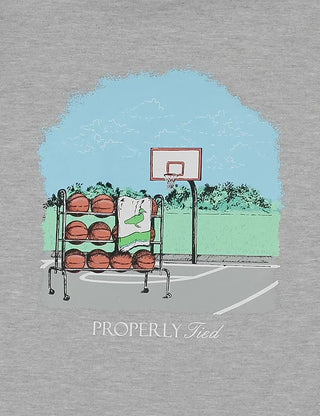 Properly Tied Boys Long Sleeve Basketball Shirt in Light Heather Gray-Boys Long Sleeve Shirts-Simply Blessed Children's Boutique