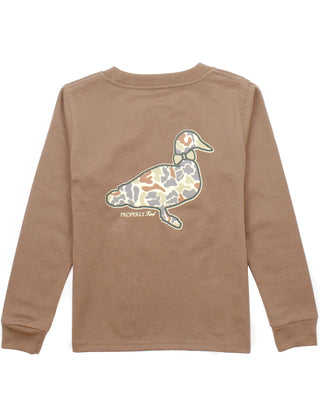 Properly Tied Boys Field Camo Mallard on Walnut Brown Long Sleeve Shirt-Boys Long Sleeve Shirts-Simply Blessed Children's Boutique
