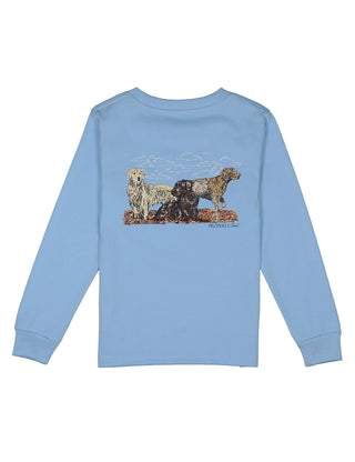 Properly Tied Boys Hunting Dogs Light Blue Long Sleeve Shirt-Boys Long Sleeve Shirts-Simply Blessed Children's Boutique