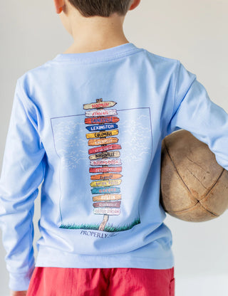 Properly Tied Light Blue Southeastern Showdown Long Sleeve Tee-Boys Long Sleeve Shirts-Simply Blessed Children's Boutique