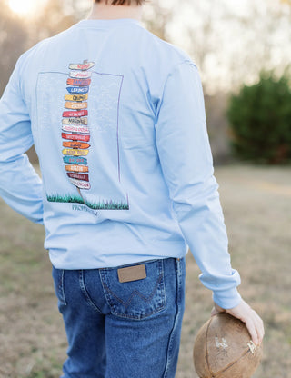 Properly Tied Light Blue Southeastern Showdown Long Sleeve Tee-Boys Long Sleeve Shirts-Simply Blessed Children's Boutique