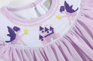 Purple Fairy Castle Smocked Flutter Romper-Girls One-Piece-Simply Blessed Children's Boutique