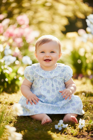 Ramona Ruffle Dress – Handful of Hydrangeas/Worth Ave White | The Beaufort Bonnet Company-Girls Dresses-Simply Blessed Children's Boutique