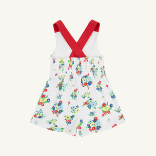 Reagan Romper (Pima) - Biltmore Blooms (Buckhead Blue)/Richmond Red by The Beaufort Bonnet Company-Girls One-Piece-Simply Blessed Children's Boutique