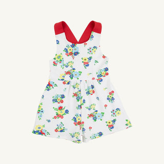 Reagan Romper (Pima) - Biltmore Blooms (Buckhead Blue)/Richmond Red by The Beaufort Bonnet Company-Girls One-Piece-Simply Blessed Children's Boutique