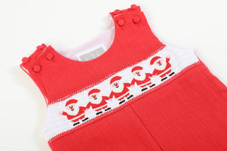 Red Santa Smocked Overalls-Misc.-Simply Blessed Children's Boutique