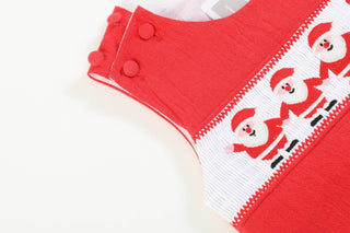 Red Santa Smocked Overalls-Misc.-Simply Blessed Children's Boutique