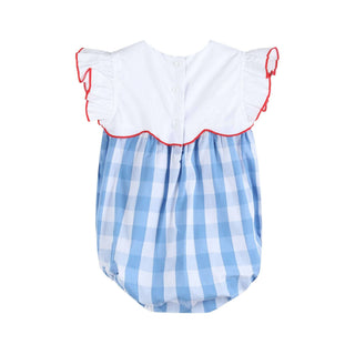 Red, White, and Blue Gingham Bubble - Lil Cactus-Girls One-Piece-Simply Blessed Children's Boutique