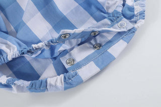 Red, White, and Blue Gingham Bubble - Lil Cactus-Girls One-Piece-Simply Blessed Children's Boutique