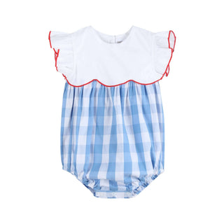 Red, White, and Blue Gingham Bubble - Lil Cactus-Girls One-Piece-Simply Blessed Children's Boutique