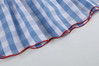 Red, White and Blue Gingham Dress - Lil Cactus-Girls Dresses-Simply Blessed Children's Boutique