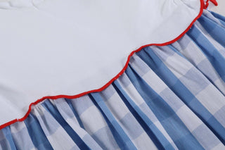 Red, White and Blue Gingham Dress - Lil Cactus-Girls Dresses-Simply Blessed Children's Boutique