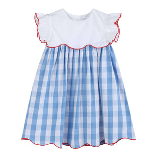 Red, White and Blue Gingham Dress - Lil Cactus-Girls Dresses-Simply Blessed Children's Boutique