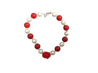 Red and White Rose Bubble Gum Necklace-Girls Necklace-Simply Blessed Children's Boutique