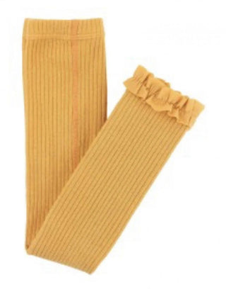 Honey Ribbed Footless Ruffle Tights - Ruffle Butts-Girls Leggings/Bottoms-Simply Blessed Children's Boutique