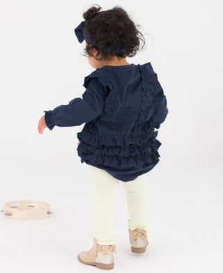 Ivory Footless Ruffle Tights - Ruffle Butts-Girls Leggings/Bottoms-Simply Blessed Children's Boutique