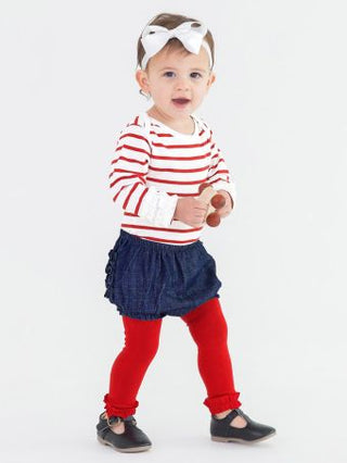 Red Footless Ruffle Tights-Girls Leggings/Bottoms-Simply Blessed Children's Boutique