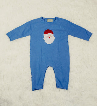 Sage and Lilly Blue Santa Sweater Romper-Infants-Simply Blessed Children's Boutique