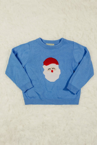 Sage and Lilly Blue Santa Holiday Sweater-boys sweaters-Simply Blessed Children's Boutique