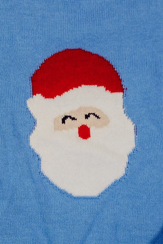 Sage and Lilly Blue Santa Holiday Sweater-boys sweaters-Simply Blessed Children's Boutique
