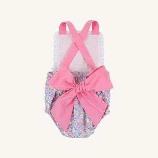 Sally Sunsuit (Broadcloth) - Briar Patch Petals/Hamptons Hot Pink by The Beaufort Bonnet Company-Girls One-Piece-Simply Blessed Children's Boutique