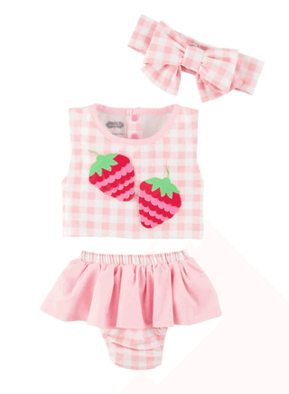 Mud Pie Strawberry Swimsuit & Headband Set